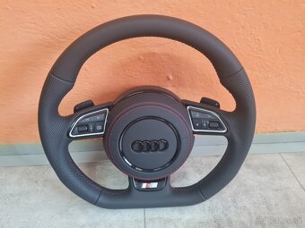 AUDI MULTIFUNKCNY VOLANT S AIRBAGOM A PADLAMI, červená niť - 20