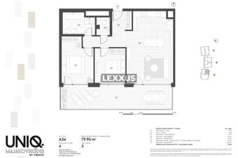 Exkluzívny 3 izbový byt s terasou v projekte UNIQ Majakovské - 20