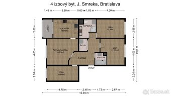 Priestranný 4-izbový byt s loggiou, 2 kúpeľňami a šatníkom - 20