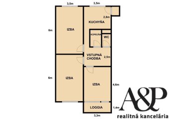 NA PRENÁJOM VEĽKÝ 3 IZB. BYT S LOGGIOU, 84M2, S.JURKOVIČA, S - 20
