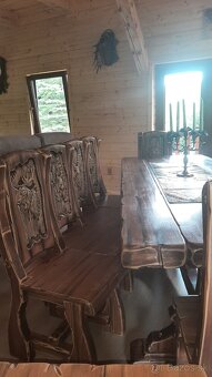 Drevený stôl Poľovnicke motivy 90×200cm+10stoliček - 20