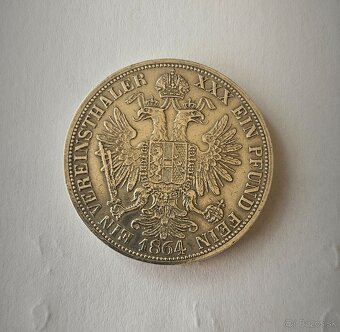 KRÁSNY Spolkový toliar 1864 E František Jozef - Vzácnejší - 2
