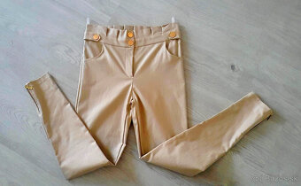 Béžové kožené nohavice BY ME v.L - 2
