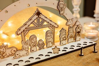 Adventný kalendár - drevený Betlehem - 2