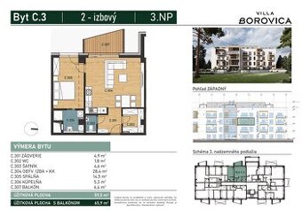 2 izbový byt 66 m2 v novostavbe Villa Borovica, Košice-Západ - 2