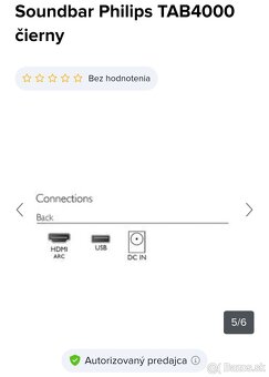 Soundbar, Reproduktor, domáce kino Philips TAB4000 - 2