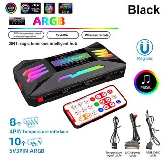 RGB ovládač 4Pin PWM 5V 3Pin ARGB chladiaci ventilátor Intel - 2