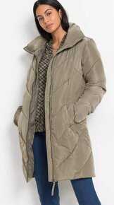 Moderný prešívaný hnedozelený kabát, veľkosť 40 - 2