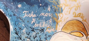 Ručne maľovaná porcelánová tácka s textom - 2