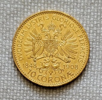 PREDANÁ Zlatá 10 koruna Franz Jozef I., 1908 bz, "jubilejka - 2