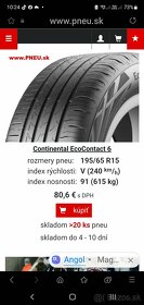 4ks Letne pneumatiky 195/65 r16 Continental Eco Contact 6 - 2