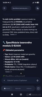 Laserová gravirka CNC- 2,5w - 2