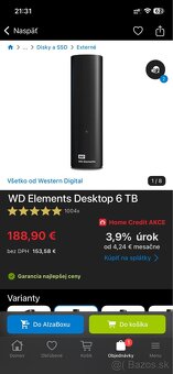 Predám externý disk WD Elements Desktop 6 TB - 2