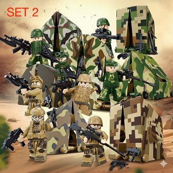 Rôzne sety vojakov 7 + doplnky - typ lego - nové - 2