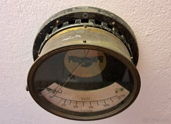 Velky starozitny voltmeter - meraci pristroj - 2