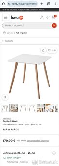 biely jedalensky stol 80×80cm, dubove nohy - 2