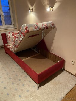 Polohovacia pružinová posteľ - červená - 2