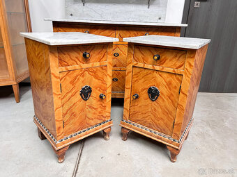 Secesná komoda s mramorom + stolíky - 2