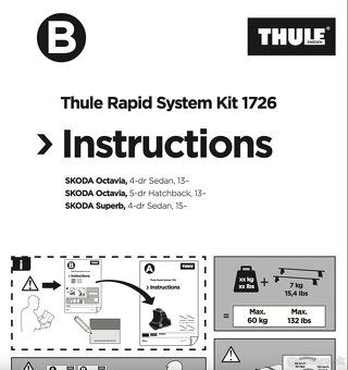 Thule 754 + Kit 1726 pre Skoda Octavia 3 hatch. 2013-2019 - 2