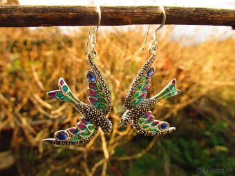 Strieborné náušnice osádzané markazitmi a smaltom, Ag 925 - 2