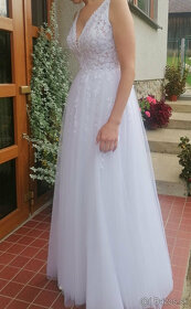 Svadobné šaty - biele, veľkosť 38 - 2