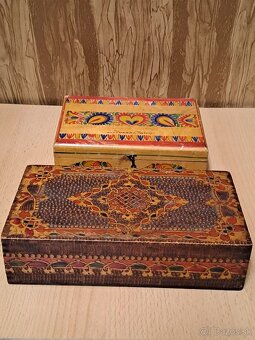 Dřevěné šperkovnice/krabička s folklórními vzory - 2