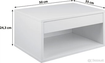Biely nočný stolík 2ks - montáž na stenu - 2