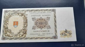 Bankovka 5000 Korun Slovenských 1944 Perforovaná 1.seria aUN - 2