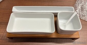 Servírovacie misky s dreveným podnosom (nové) - 2