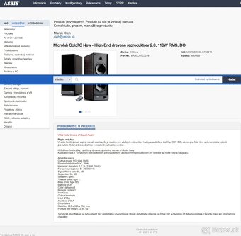 Predám aktívne reproduktory MicroLab Solo 7C 110W RMS - 2