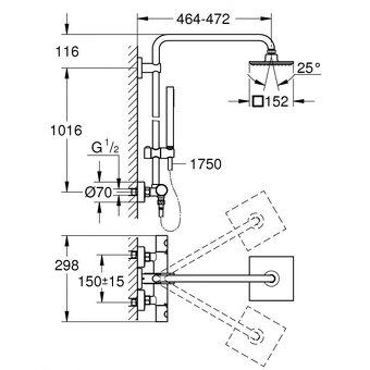 - Sprchový systém, 152 x 152 mm, chróm 2 Grohe Euphoria Cub - 2