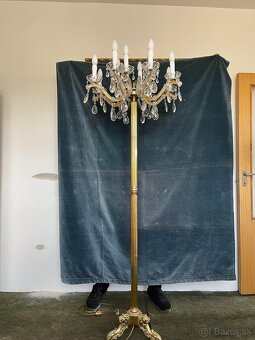 Stojaca lampa - mosadz, krištáľ - 2