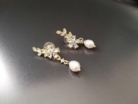 Náušnice - kvietok a perla (svadobne) - 2