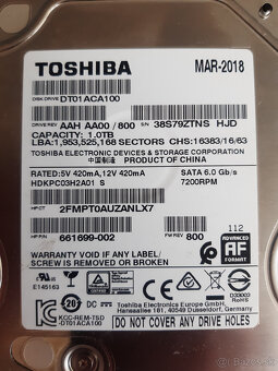 HDD 1TB 3,5" TOSHIBA SATA 3, 32MB cache - použitý - 2