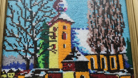 Obraz vysivany - kostolik - 2