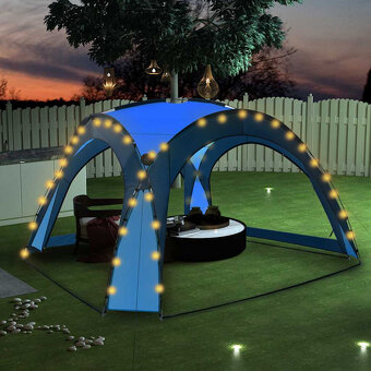 Párty stan s LED a 4 bočnými stenami 3,6x3,6x2,3 m, modrý - 2