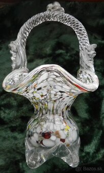 Muránsky sklenený košík hutné sklo - 2