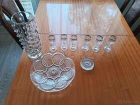 brúsené sklo poháriky, misa, popolník, vaza - 2