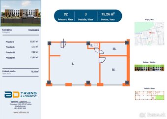 Prenájom reprezentatívnych priestorov C2 (75,26 m2) - 2