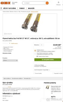 Plynová hadica na pripojenia sporáka - 2