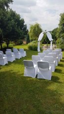 Biele spandexové svadobné návleky na stoličky, elastan - 2