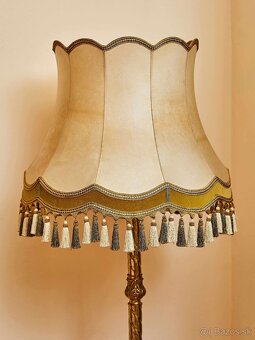 Starožitná stojacia lampa s látkovým tienidlom - 2