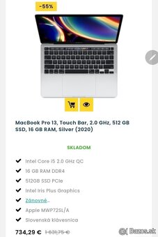 Predam MacBook Pro 13 2020, Touchbar, 512/16, vykonny. - 2