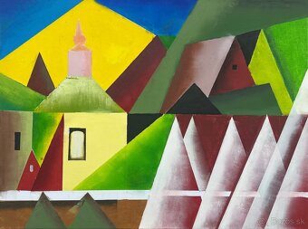 Vlkolínec olej na plátne v živých farbách - 2