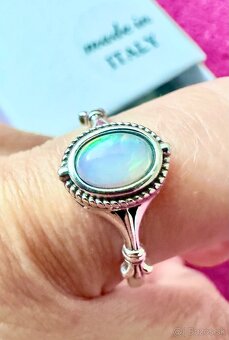 Nový strieborný vintage prsteň s opálom - 2