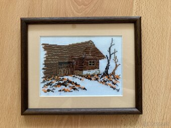 Vyšívané obrazy - slovenské drevenice - 2