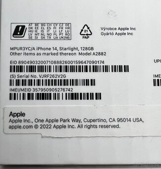 iPhone 14 starlight 128GB - 2