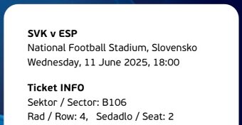 EURO U21 Slovensko Španielsko lístok - 2