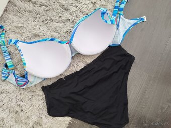 Dvojdielne plavky pre plnoštíhle. L, 4XL Tyrkysová + čierna - 2