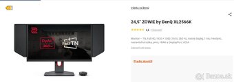 Herný monitor BENQ 360 hz v záruke rok a pol - 2